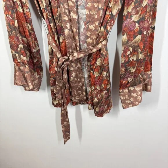 REVOLVE Tell Your Friends Floral Kimono Robe  Size S Boho Sheer Tie Waist - Picture 4 of 14